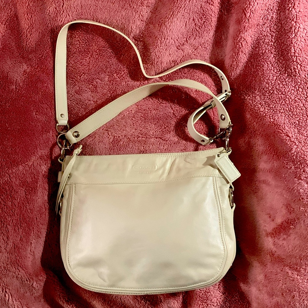 Coach Zoe Ivory Leather Hobo Satchel Crossbody Bag F14706